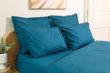 linge de lit percale coton bleu paon
